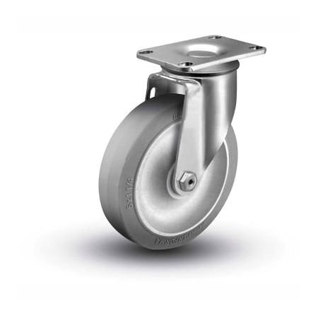 Colson Colson 2 Series Swivel Plate Caster 2.04256.441 - Rubber on Polyolefin 4" Dia. 300 Lb. Cap. 2.04256.441